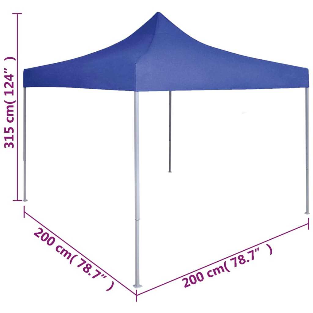 Gazebo Professionale Pieghevole 2x2 m in Acciaio Blu - homemem39