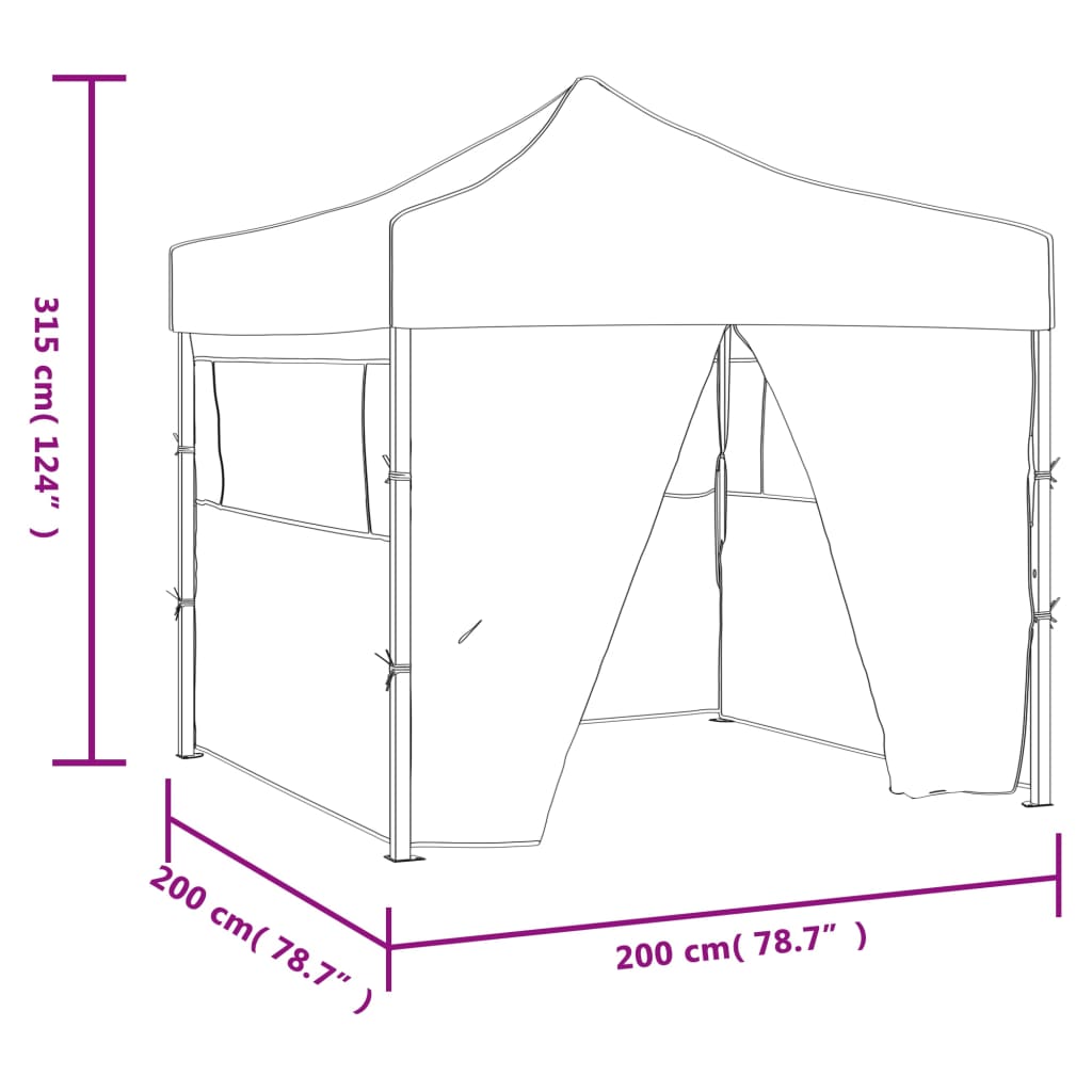 Gazebo Professionale Pieghevole 4 Pareti 2x2m Acciaio Antracite - homemem39