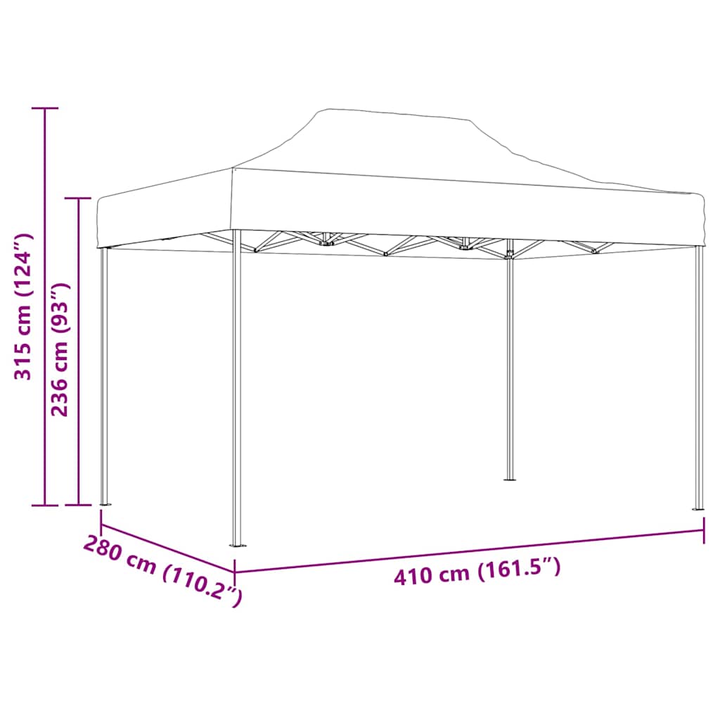 Gazebo Professionale Pieghevole 3x4m Acciaio Crema - homemem39