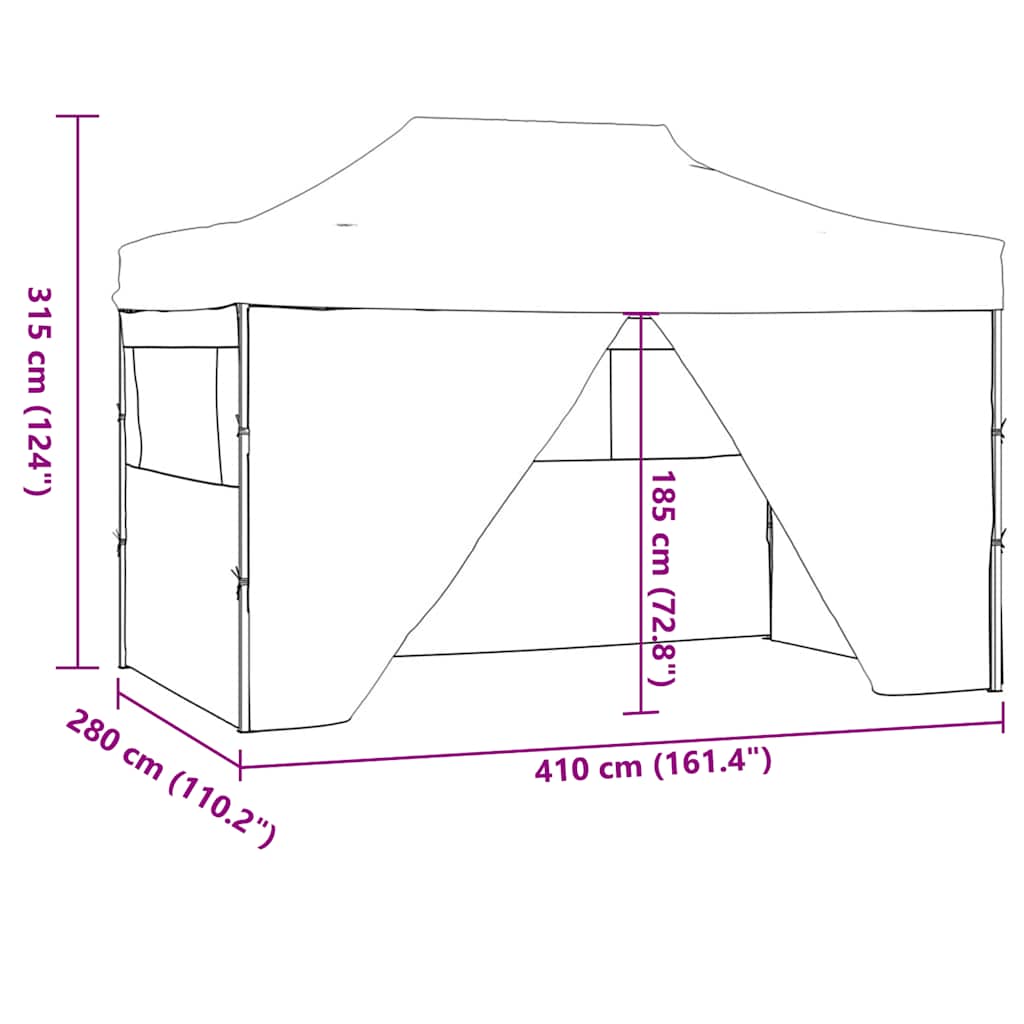 Gazebo Professionale Pieghevole 4 Pareti 3x4m Acciaio Antracite | homemem39
