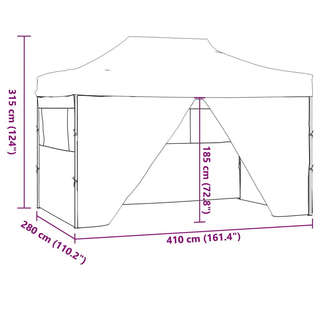 Gazebo Professionale Pieghevole 4 Pareti 280x410x315 cm Acciaio Bianco - homemem39