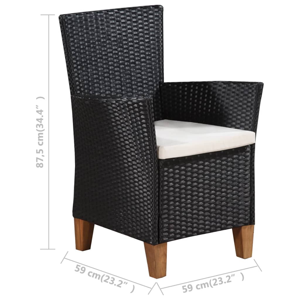 Set da Pranzo da Giardino 5 pz in Polyrattan Nero e Marrone | homemem39
