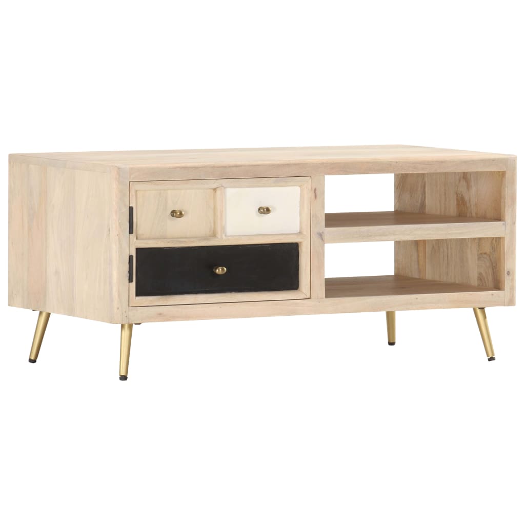 Tavolino da Salotto 90x45x40 cm in Legno Massello di Mango