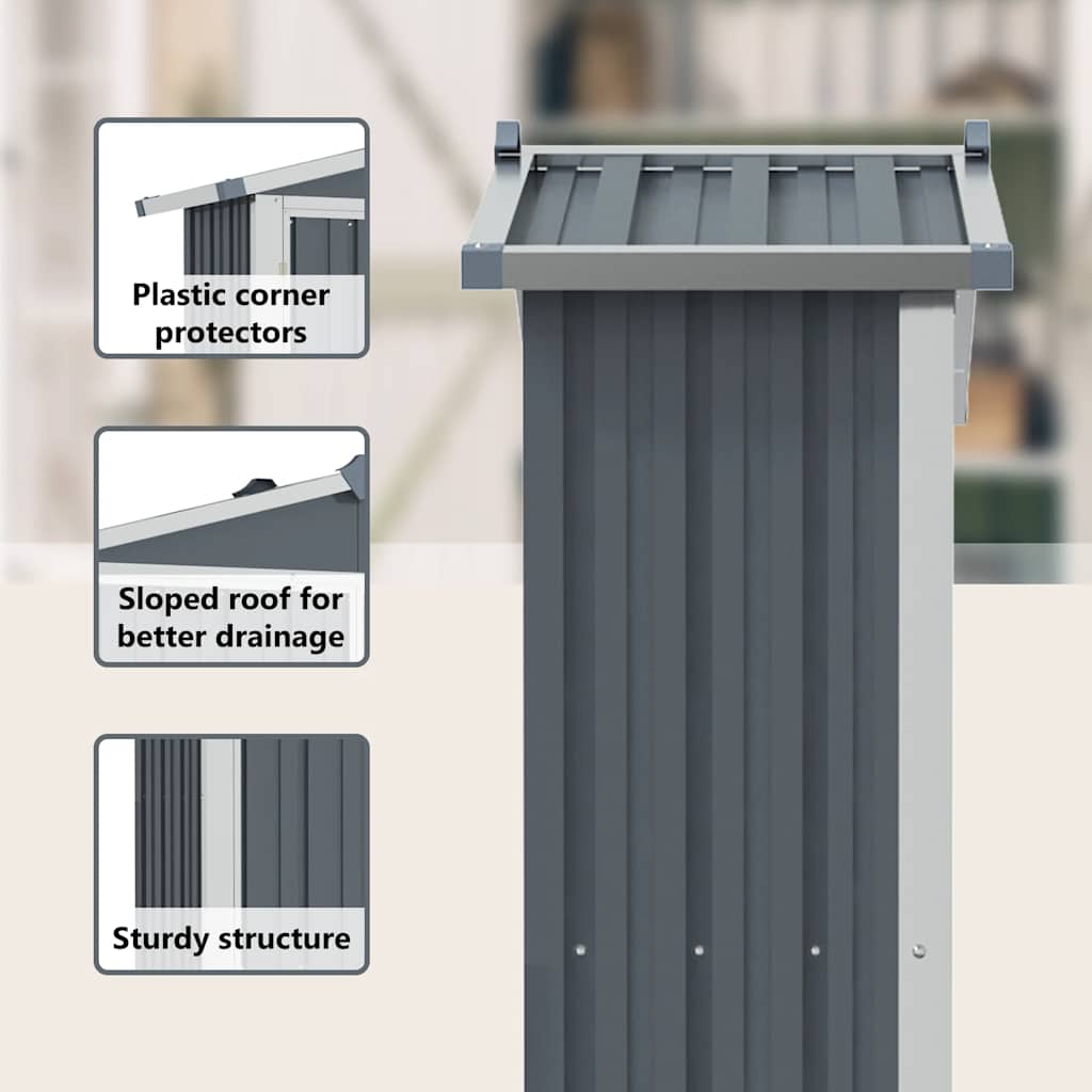 Capanno da Giardino Grigio 116x45x175 cm in Acciaio Zincato - homemem39