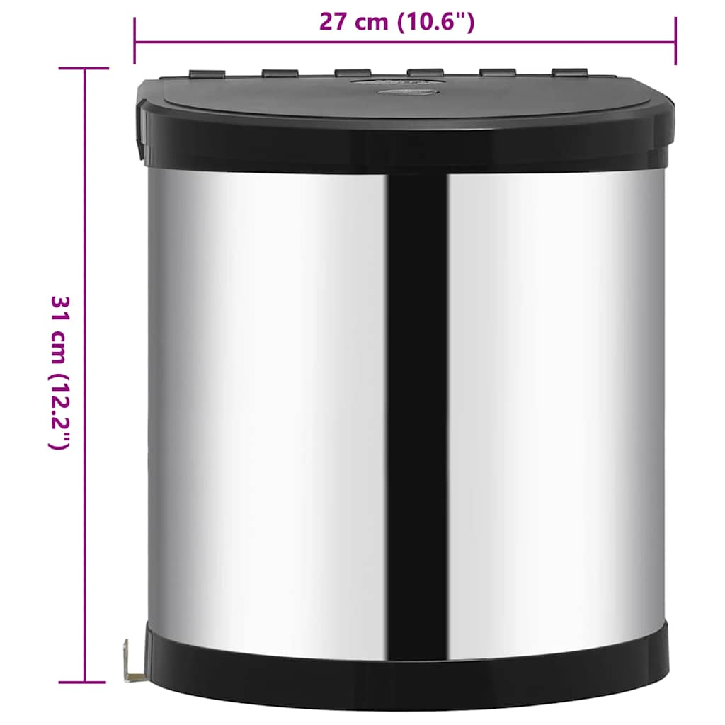 Pattumiera da Incasso per Cucina in Acciaio Inossidabile 12 L | homemem39