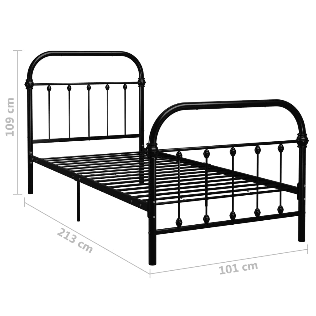 Giroletto Nero in Metallo 90x200 cm | homemem39