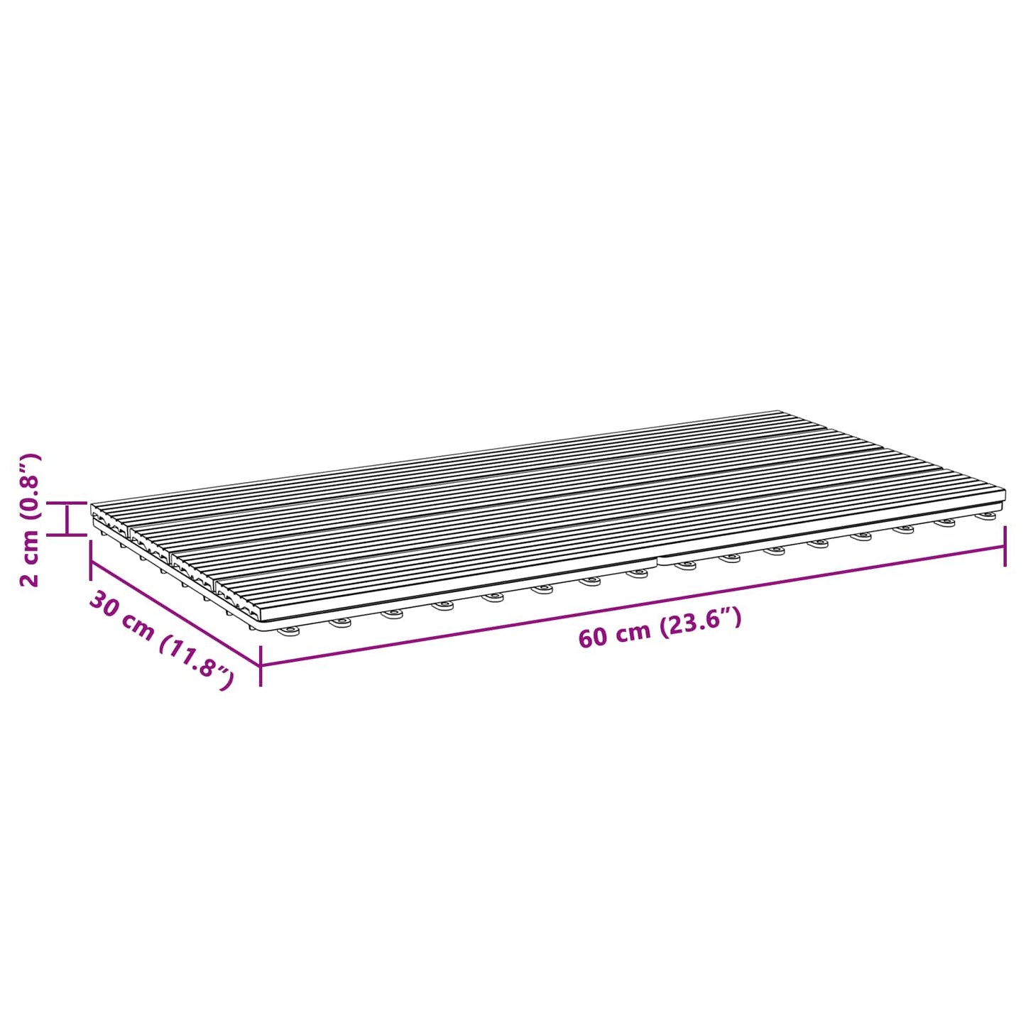 Piastrella per Decking 6 pcs Marrone 60 x 30 cm WPC | homemem39
