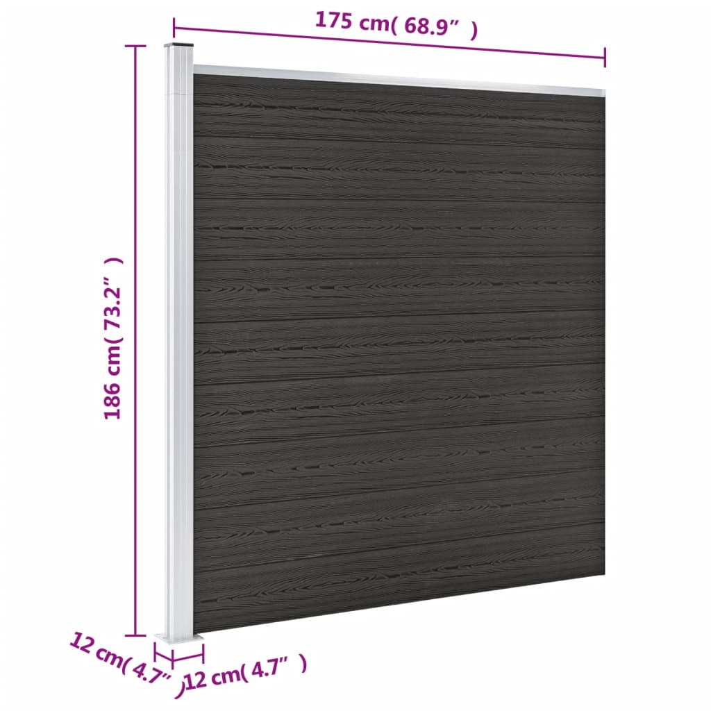 Pannello di Recinzione in WPC 175x186 cm Grigio - homemem39