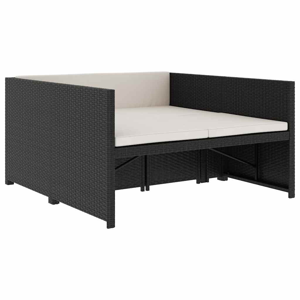 Set Divani da Giardino 5 pz con Cuscini in Polyrattan Nero