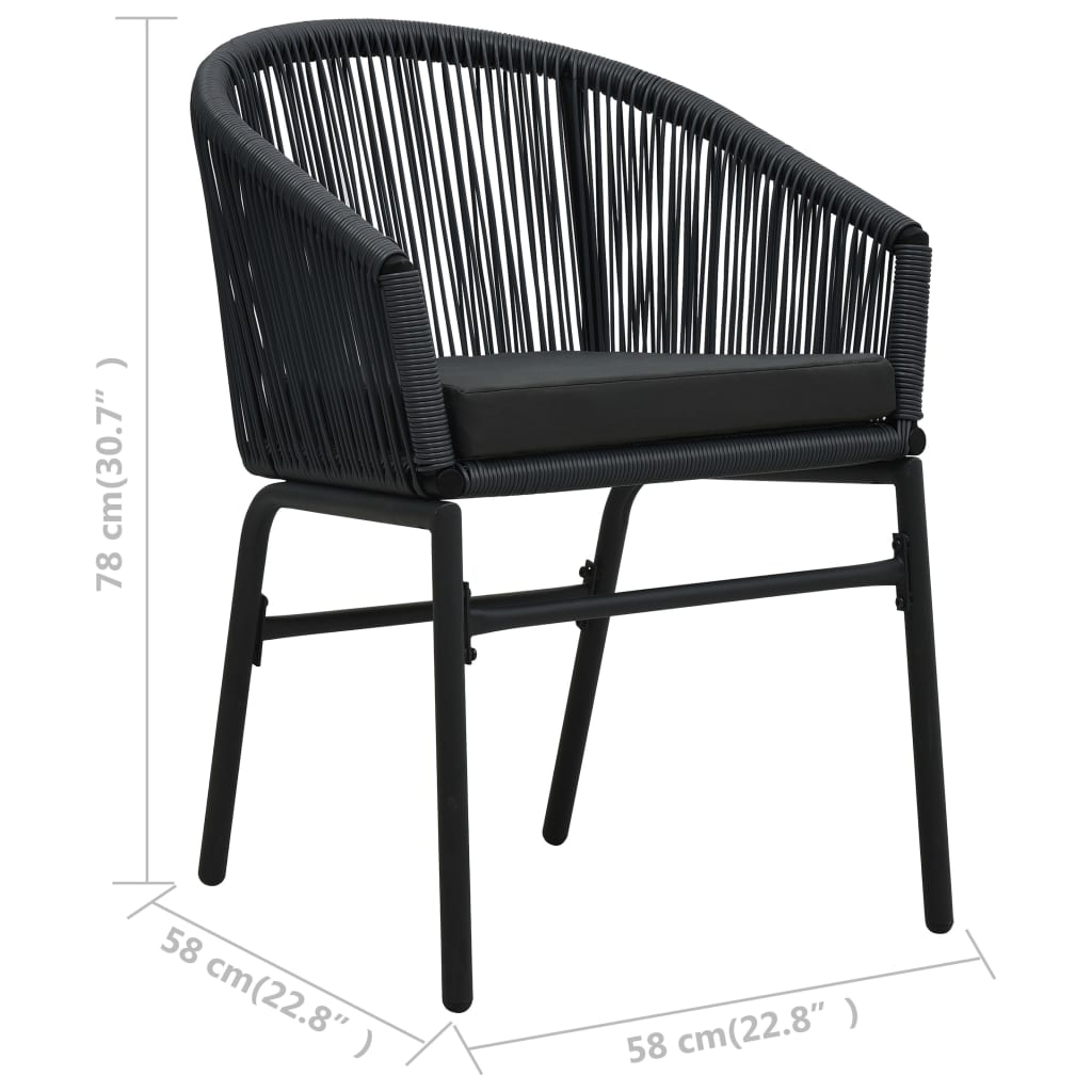 Sedie da Giardino 2 pz Nere in Rattan PE | homemem39