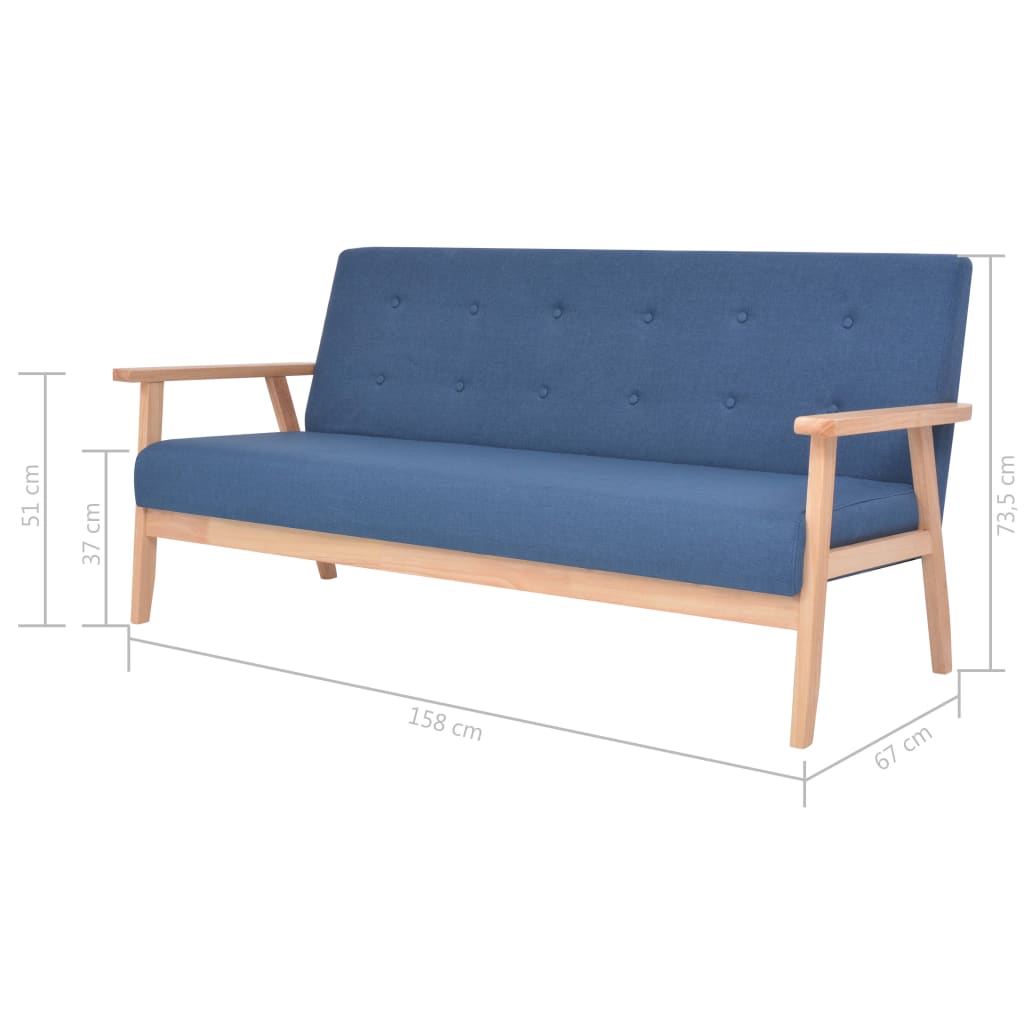 Set di Divani 3 pz in Tessuto Blu | homemem39