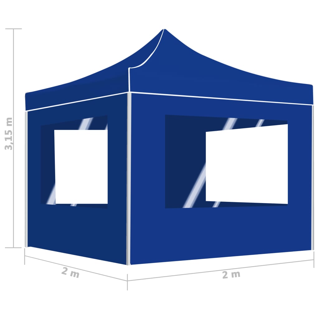 Gazebo Professionale Pieghevole Alluminio con Pareti 2x2m Blu - homemem39