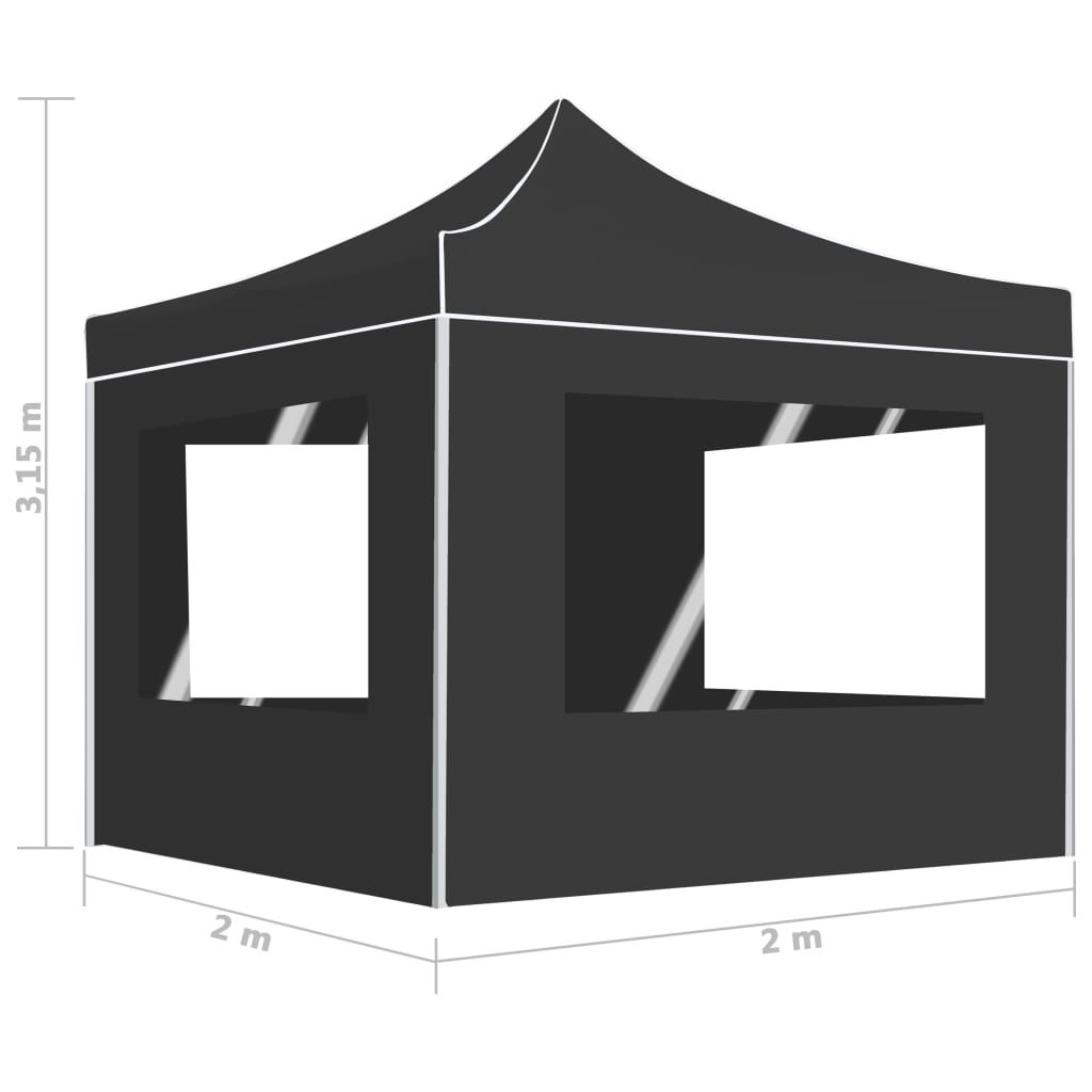Gazebo Pieghevole con Pareti Alluminio 2x2 m Antracite | homemem39