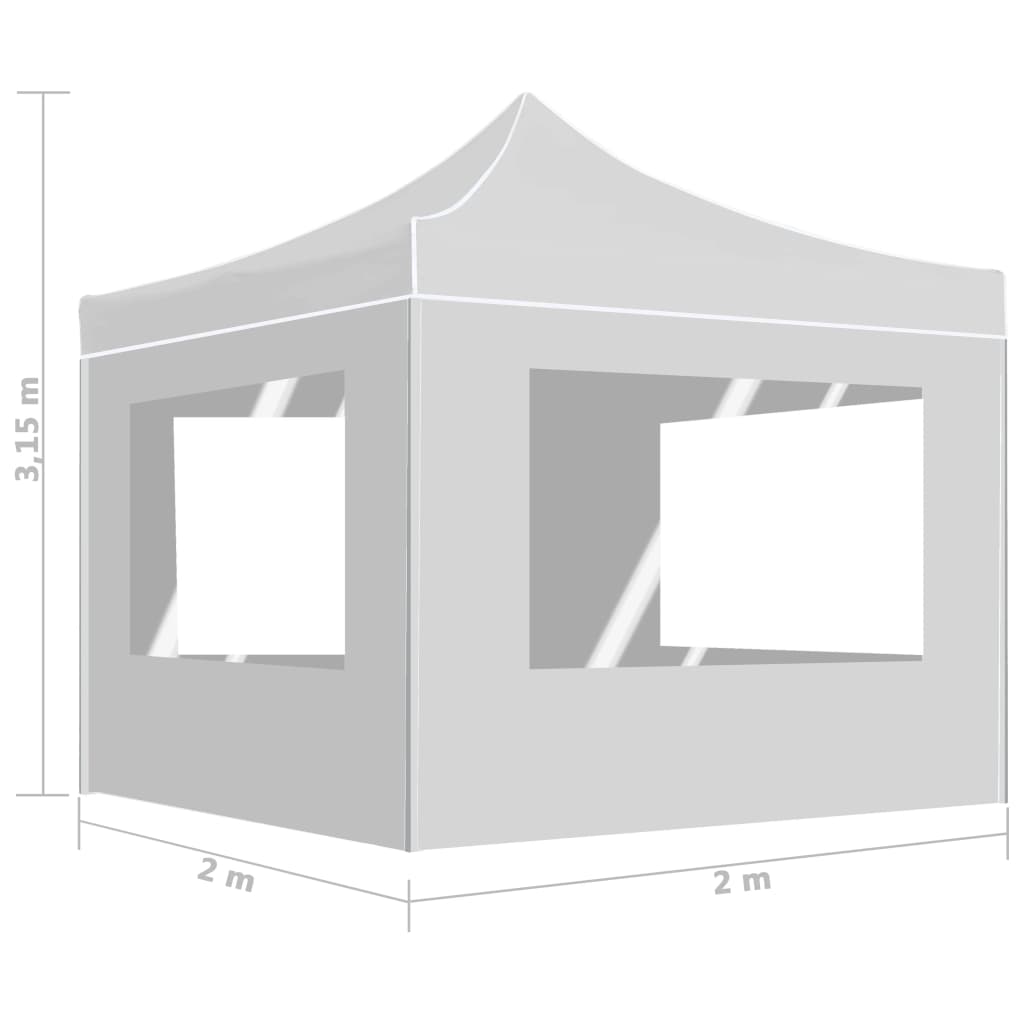 Gazebo Pieghevole con Pareti Alluminio 2x2 m Bianco - homemem39