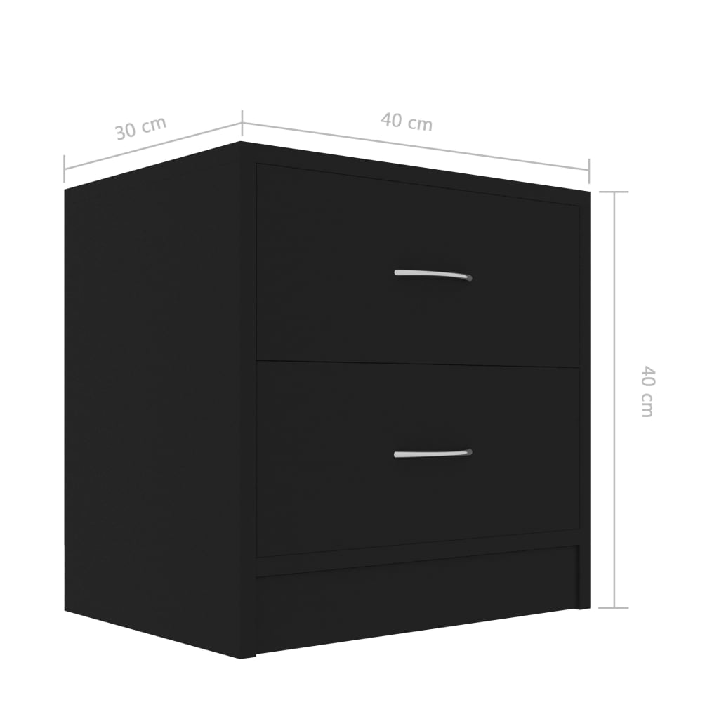 Comodino Nero 40x30x40 cm in Legno Multistrato - homemem39