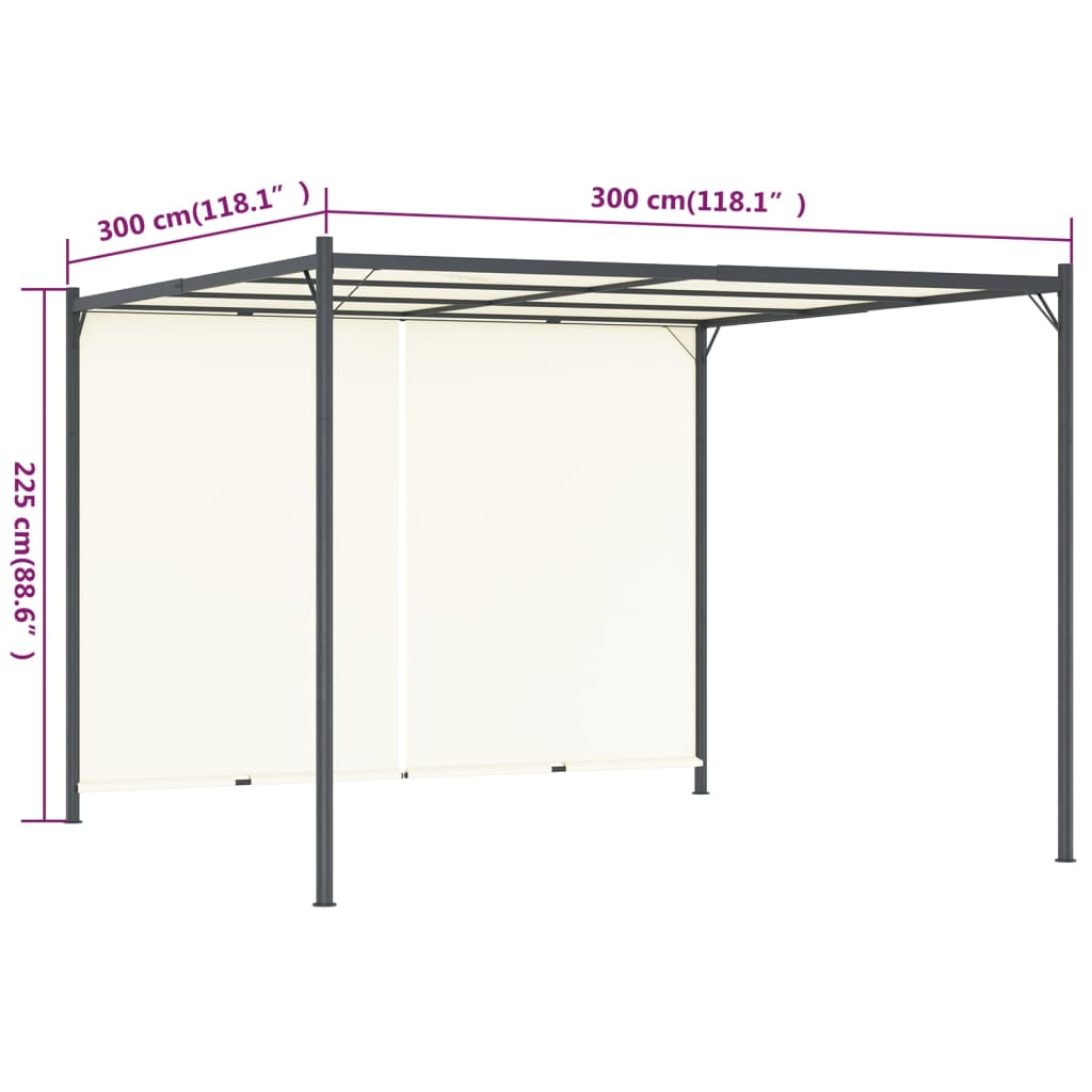 Pergola con Tetto Regolabile Bianco Crema 3x3 m in Acciaio | homemem39