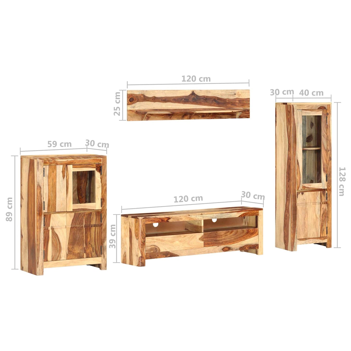 Set di Unità TV con cassetto Montaggio a parete Marrone legno | homemem39