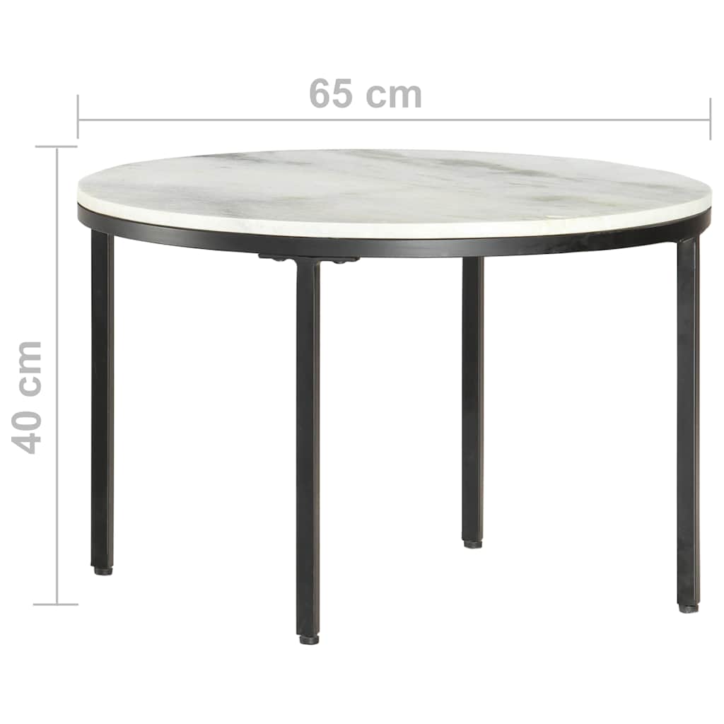Tavolino da Salotto Bianco e Nero Ø65 cm in Vero Marmo Solido