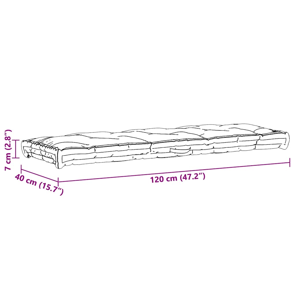 Cuscino per Pallet e Pavimento in Cotone 120x40x7 cm Antracite | homemem39