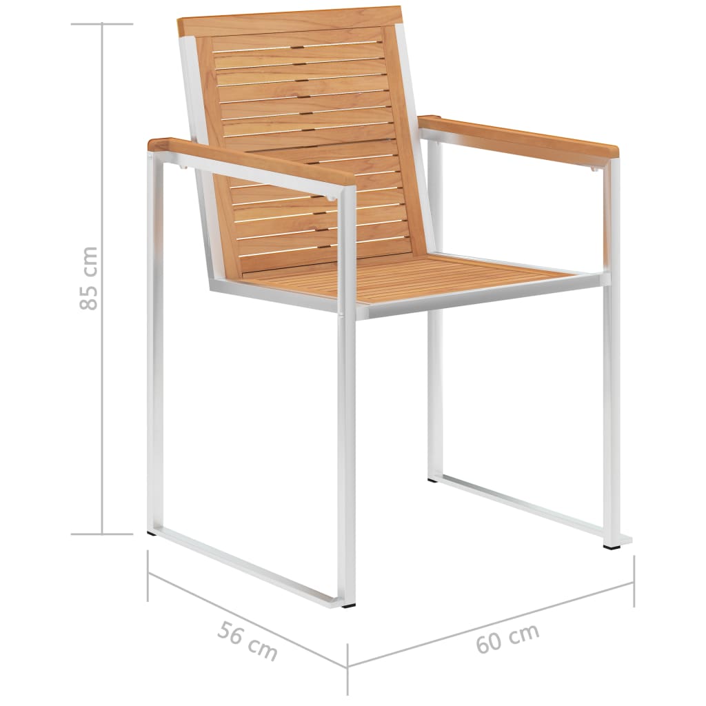 Sedie da Giardino 2 pz in Legno Massello di Teak e Acciaio Inox | homemem39