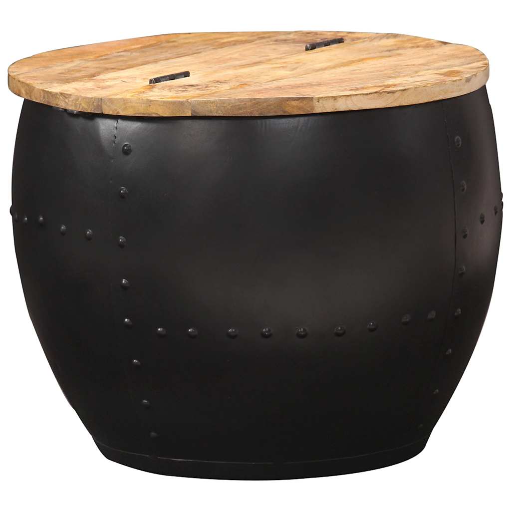 Tavolino da Salotto Rotondo 53x43 cm in Legno Massello di Mango | homemem39