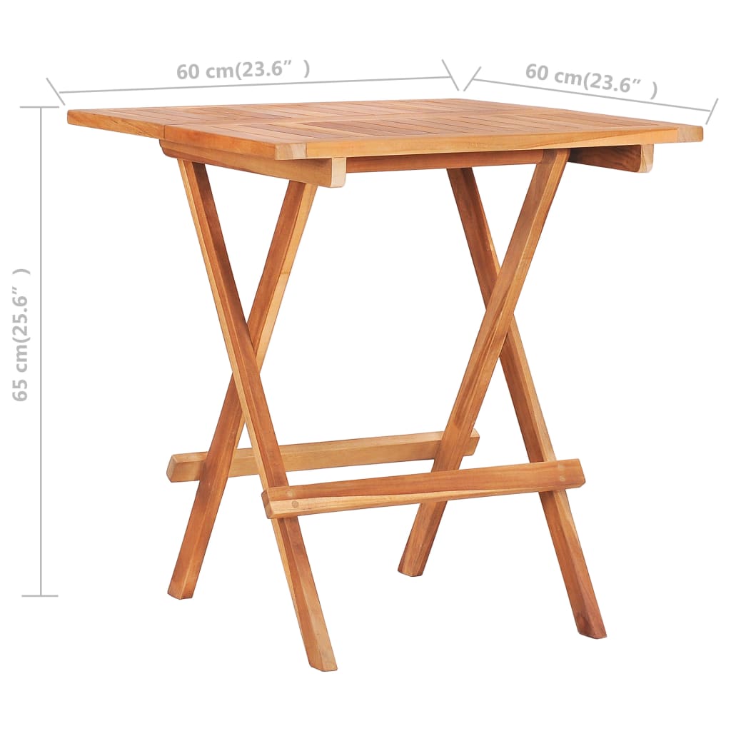 Tavolo da Bistrot Pieghevole 60x60x65 cm in Massello di Teak - homemem39