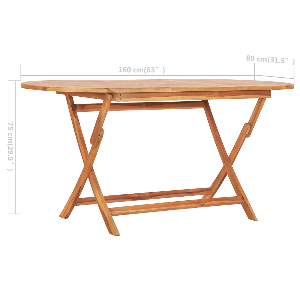 Tavolo da Giardino Pieghevole 160x80x75 cm in Massello di Teak - homemem39