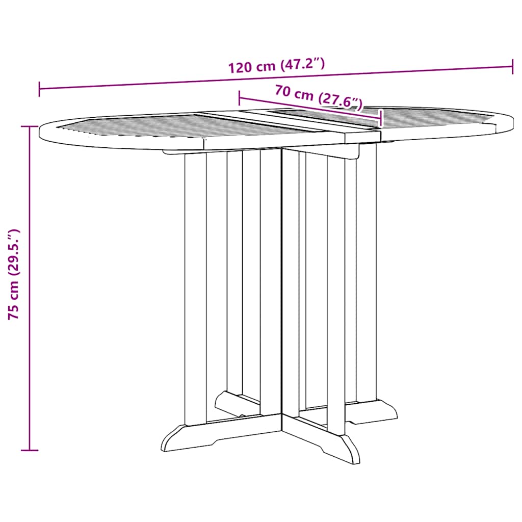 Tavolo Pieghevole a Farfalla 120x70x75 cm in Massello di Teak | homemem39