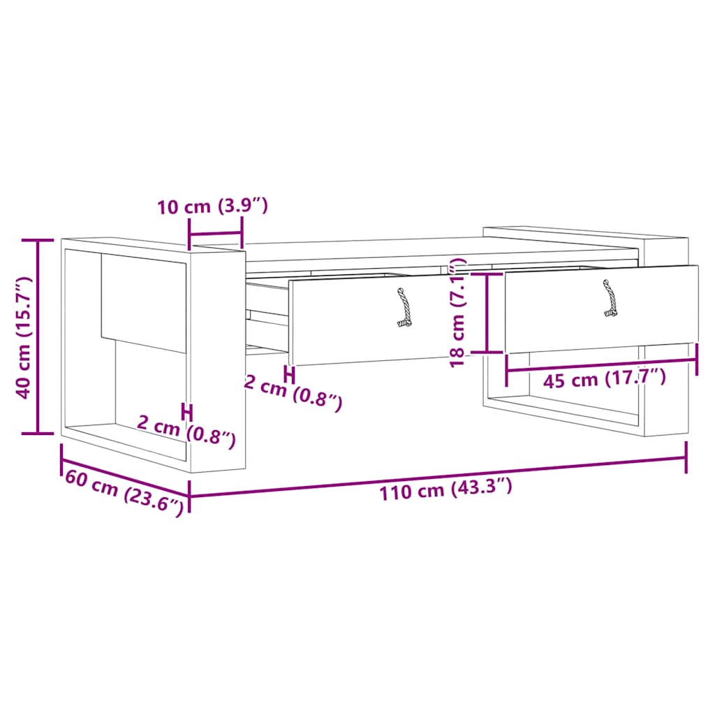 Tavolino da Salotto 110x60x40 cm in Legno Massello di Teak | homemem39