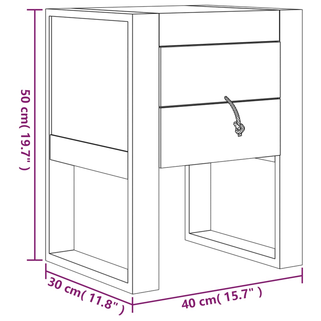 Comodino 40x30x50 cm in Legno Massello di Teak | homemem39