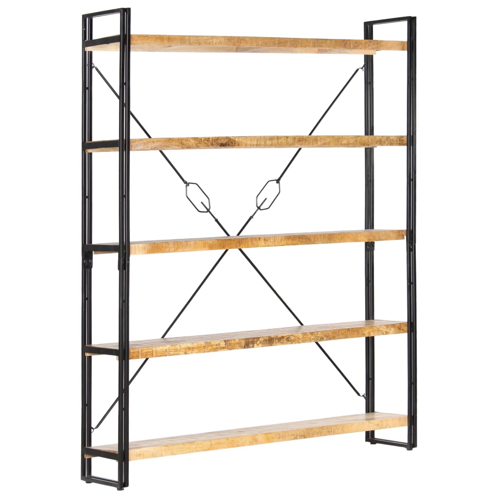 Libreria a 5 Ripiani 140x30x180 cm in Legno Massello di Mango