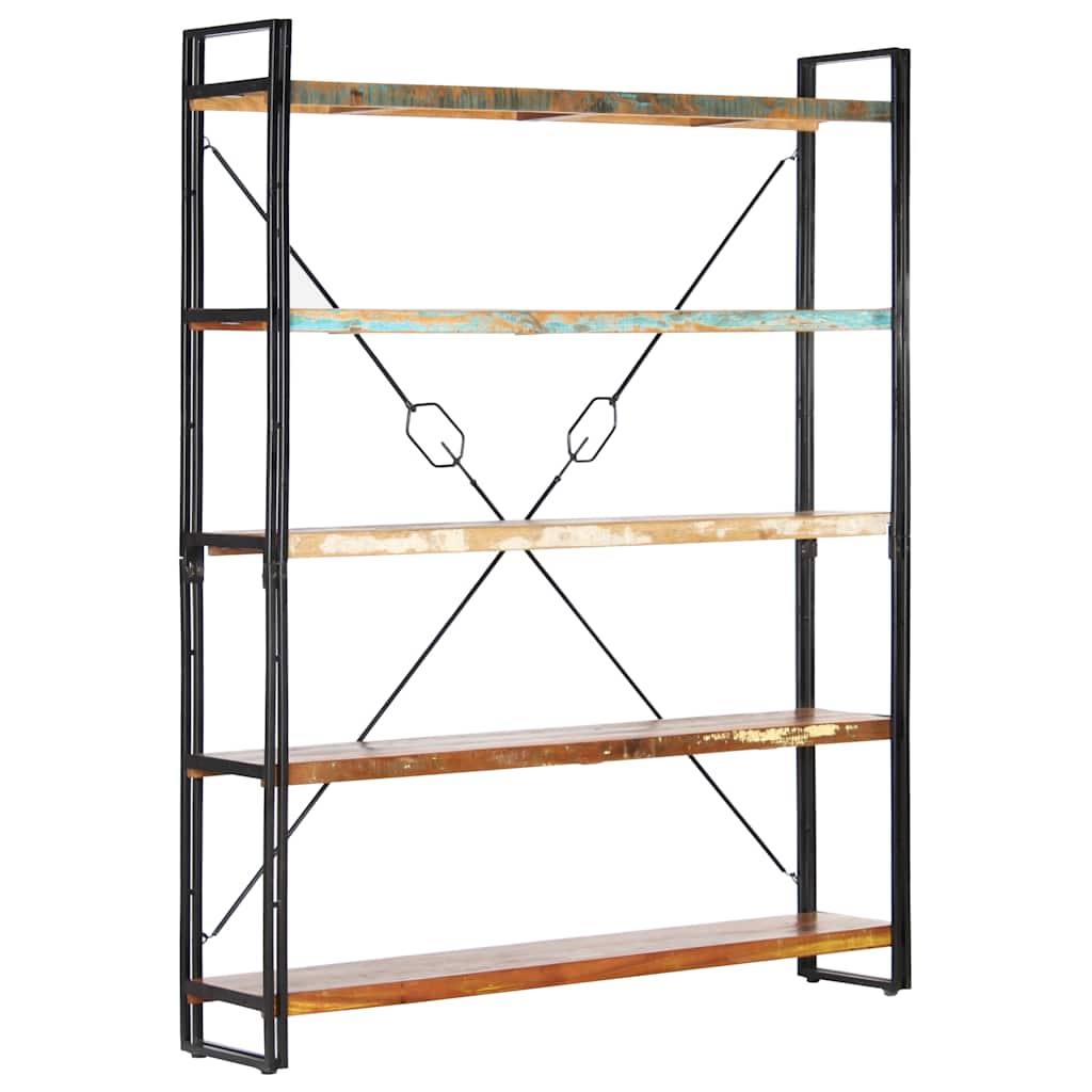 Libreria a 5 Ripiani 140x30x180 cm in Massello di Recupero