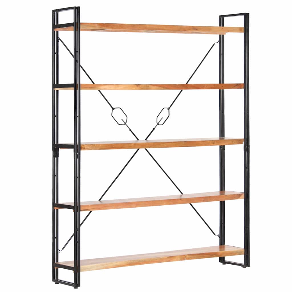 Libreria a 5 Ripiani 140x30x180 cm in Legno Massello di Acacia