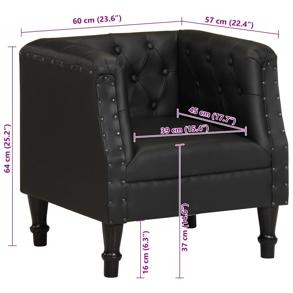 Poltrona Nera in Vera Pelle
