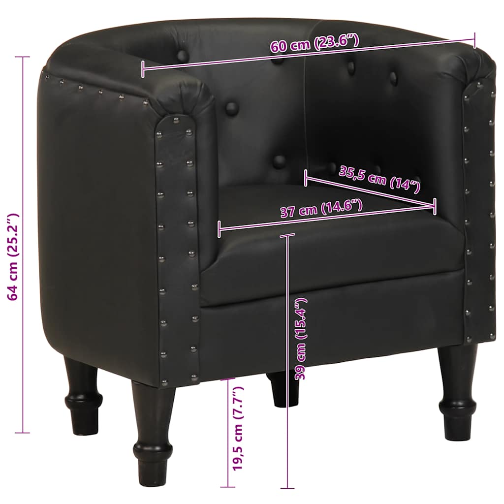 Poltrona Cabriolet Nera in Vera Pelle | homemem39