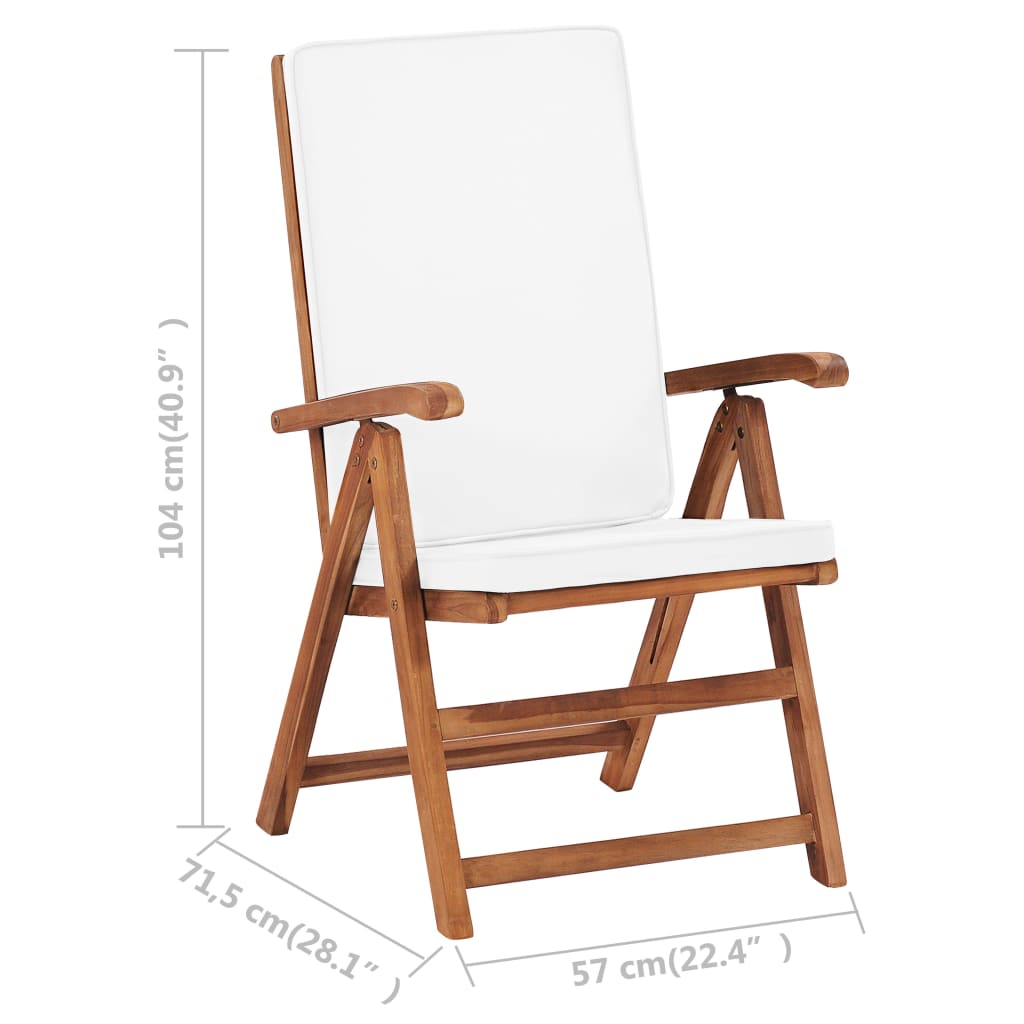 Sedie da Giardino con Cuscini 2 pz Legno Massello di Teak Crema | homemem39