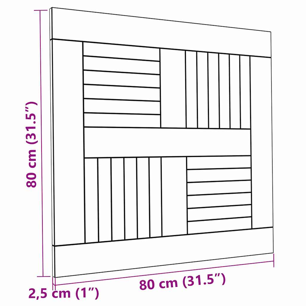 Piano del Tavolo Legno Massello di Teak Quadrato 80x80x2,5 cm | homemem39