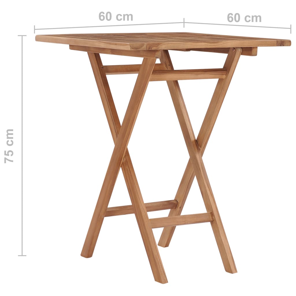Tavolo da Giardino Pieghevole 60x60x75 cm in Massello di Teak | homemem39