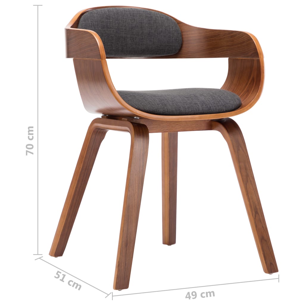 Sedie da Pranzo 2 pz Grigio Scuro in Tessuto e Legno Curvato | homemem39