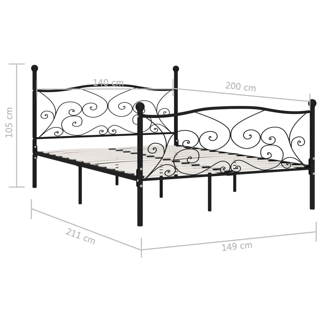 Giroletto con Doghe Nero in Metallo 140x200 cm | homemem39