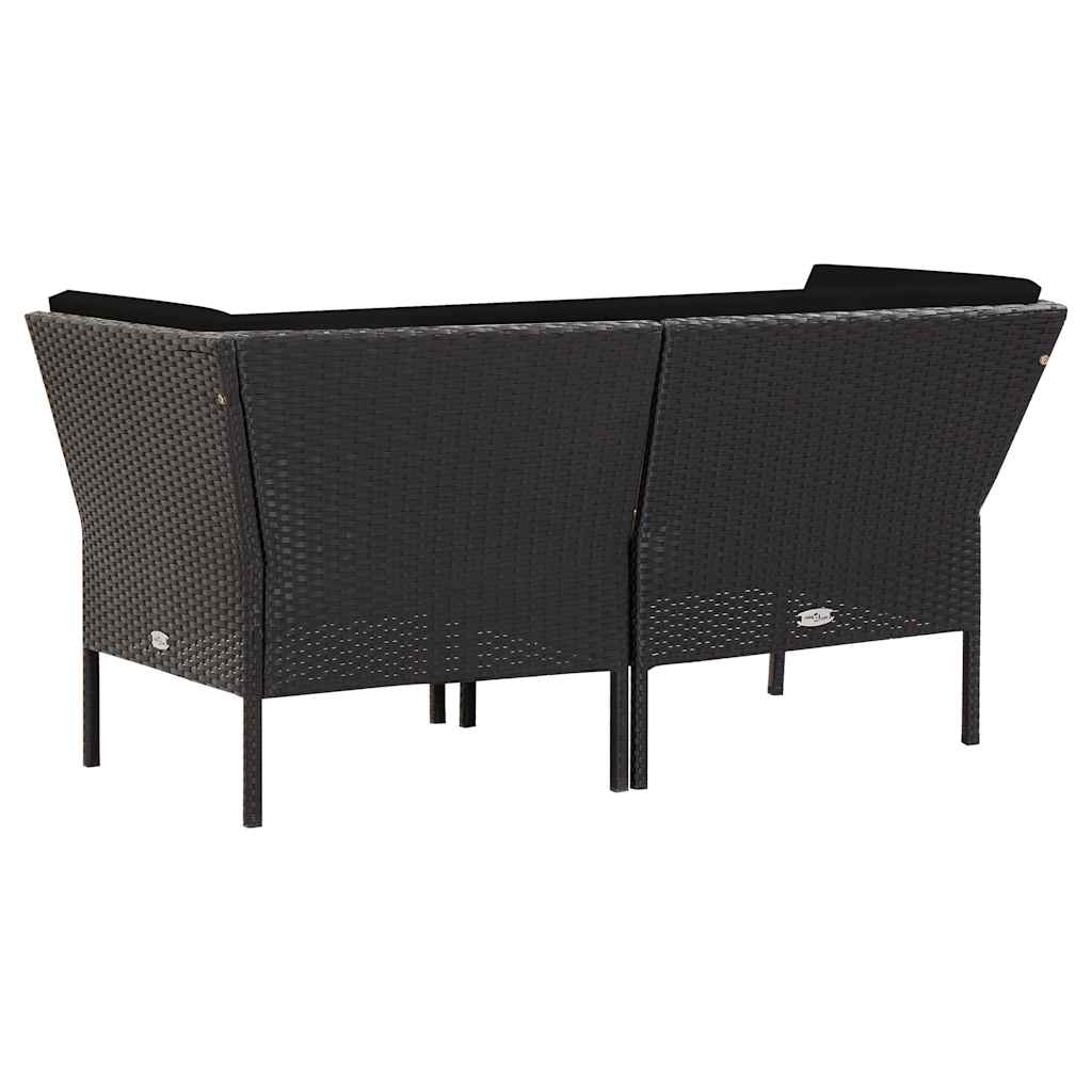 Set Divani da Giardino 6 pz con Cuscini in Polyrattan Nero