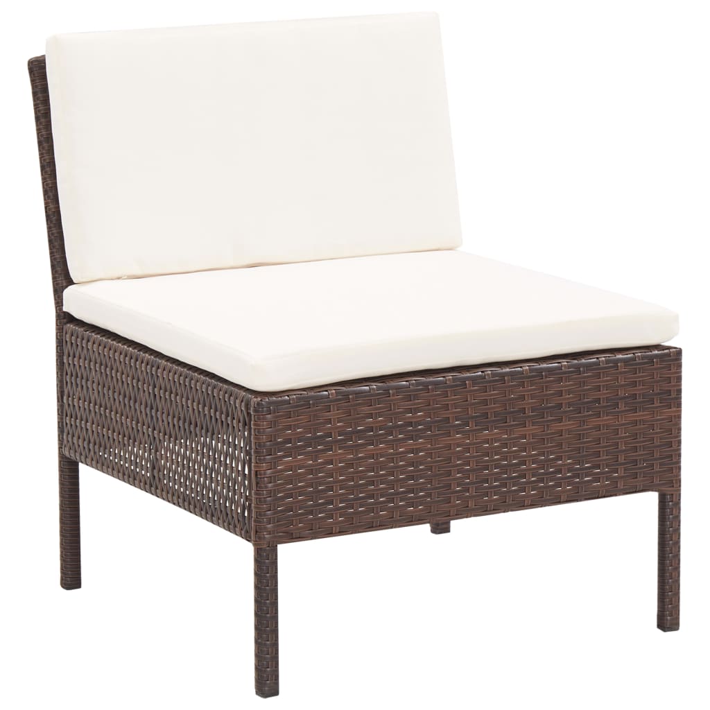 Set Divani da Giardino 8 pz con Cuscini in Polyrattan Marrone | homemem39