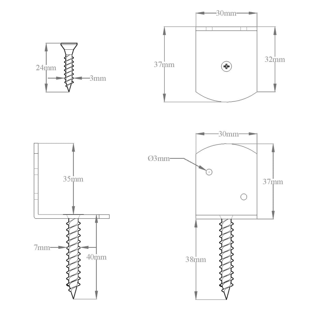 Staffe per Pannello di Recinzione 4 pz a L in Metallo Zincato | homemem39