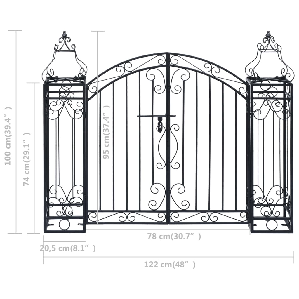 Cancello Ornamentale da Giardino Ferro Battuto 22x20,5x100 cm | homemem39