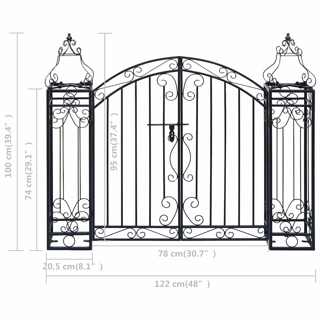 Cancello Ornamentale da Giardino Ferro Battuto 22x20,5x100 cm