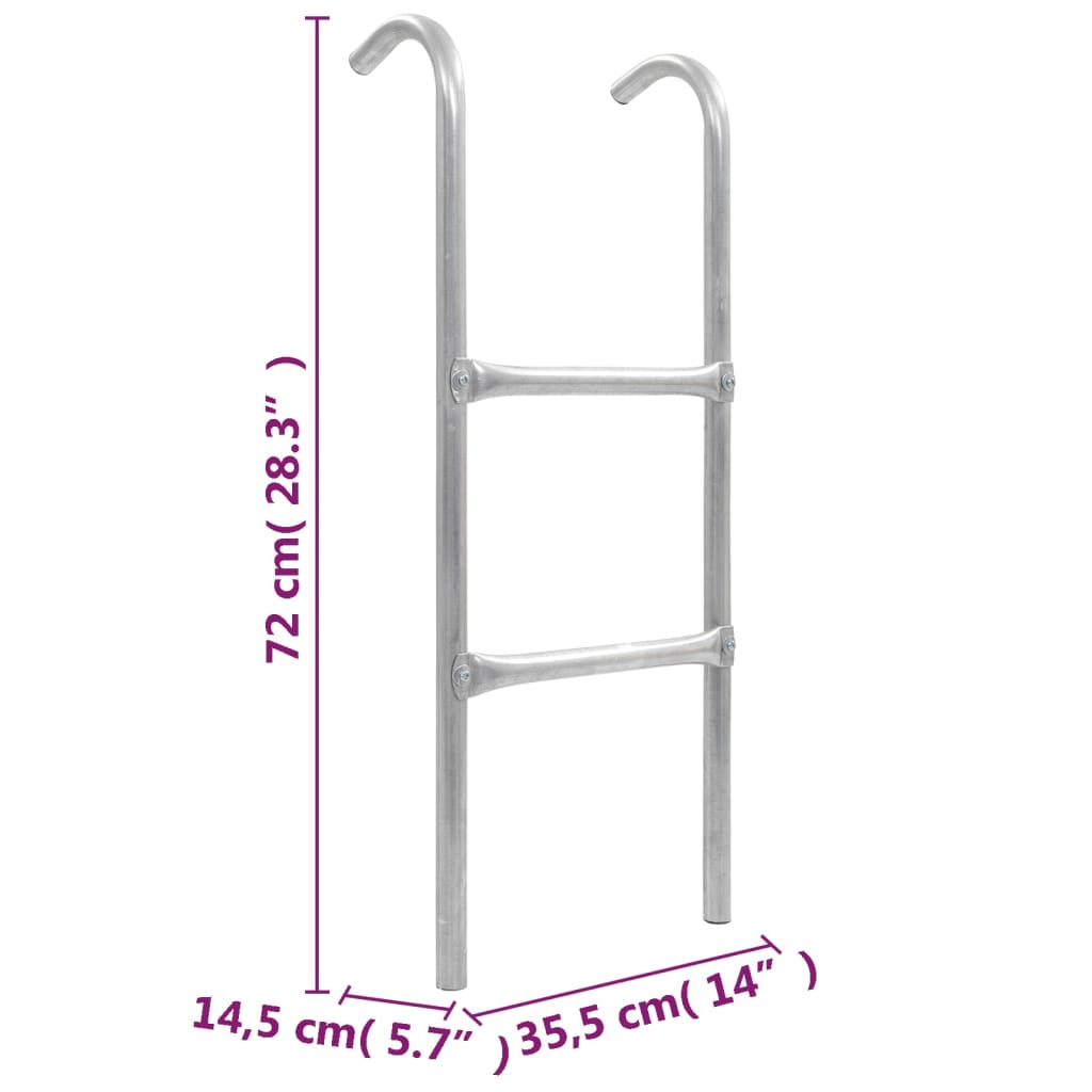 Scaletta per Trampolino 2 Gradini in Acciaio Argento 72 cm (Adatto per Altezza di 65 cm) | homemem39