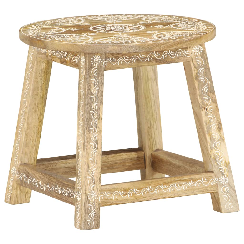 Sgabello Dipinto a Mano 38x38x35 cm in Legno Massello di Mango | homemem39