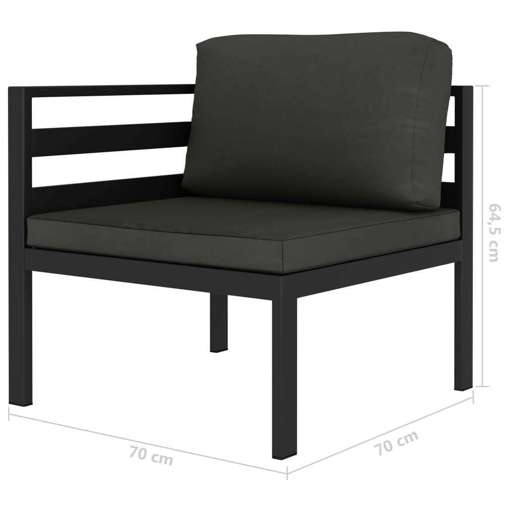 Set Divani da Giardino 2 pz con Cuscini in Alluminio Antracite | homemem39