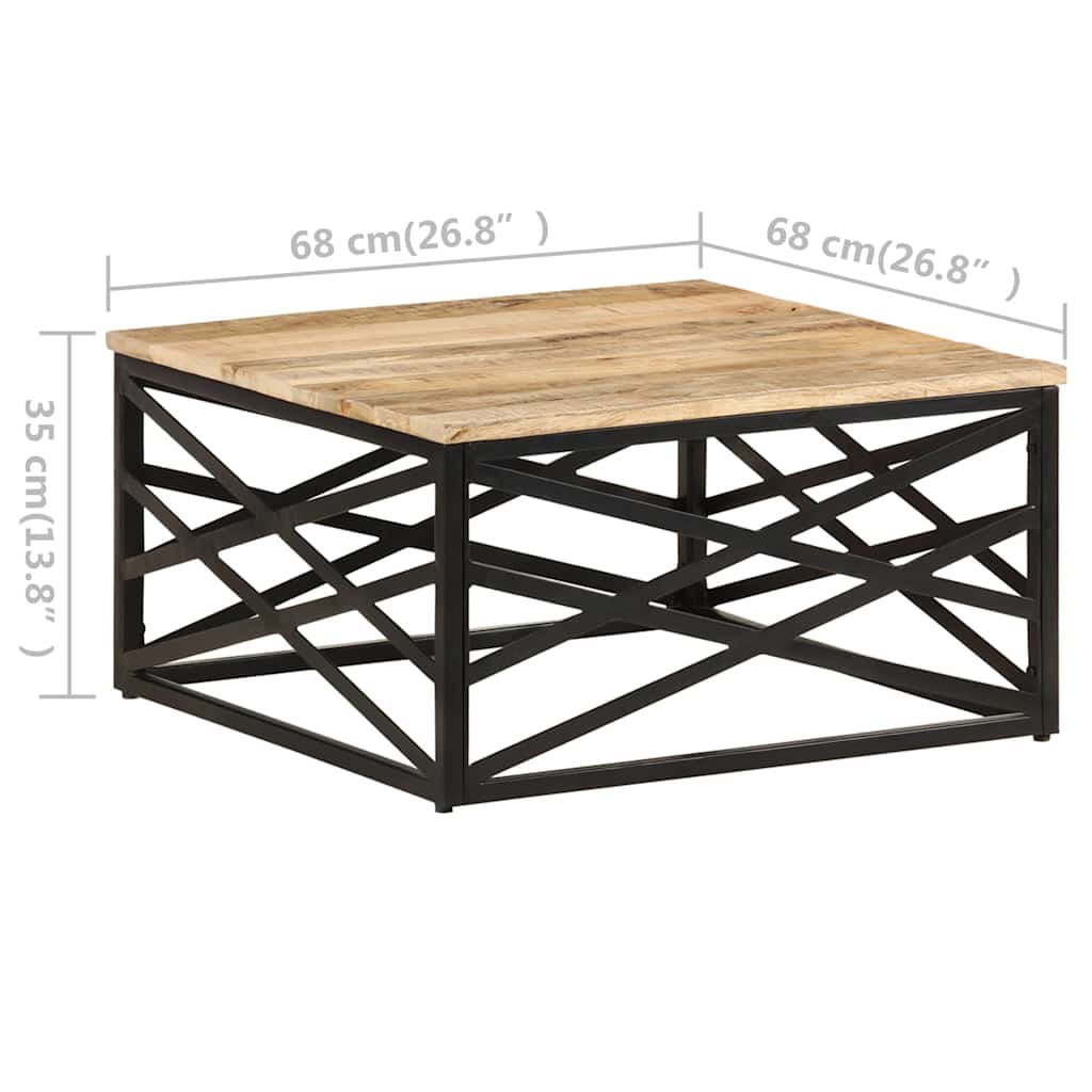 Tavolino da Salotto 68x68x35 cm in Legno Massello di Mango