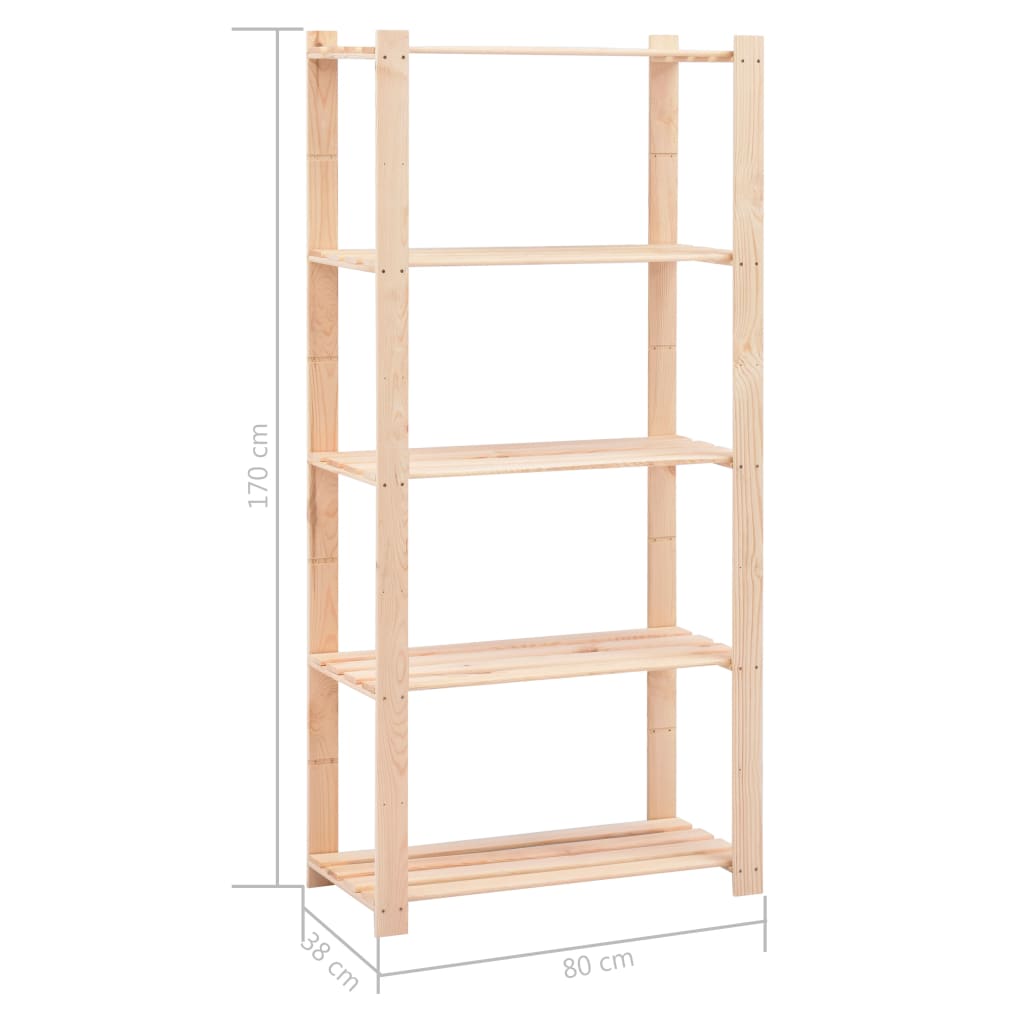 Scaffali a 5 Livelli 10 pz 80x38x170 cm in Massello Pino 250kg | homemem39